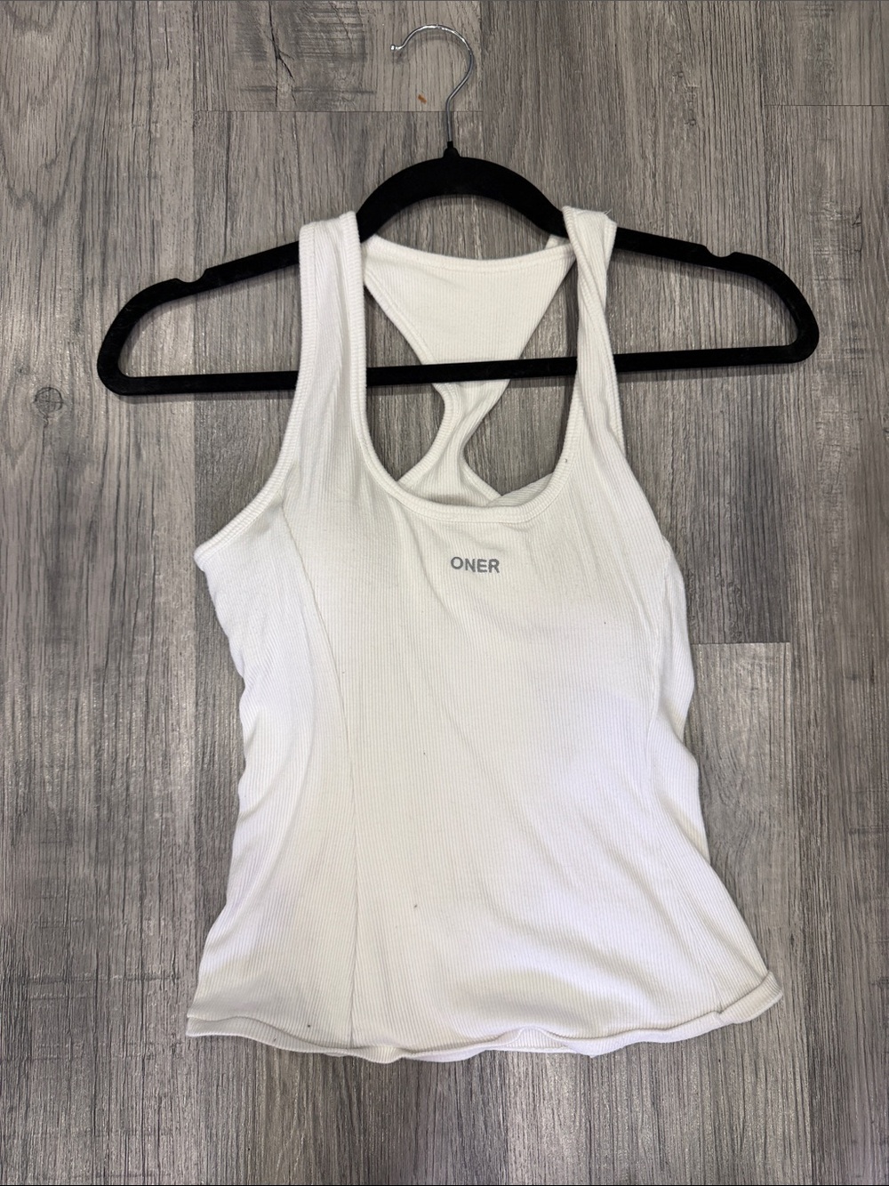 Oner Active White Ribbed Racerback Tank
